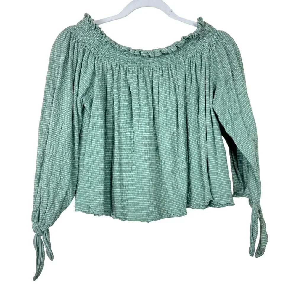 We The Free Green Stripe Lexington Tee Size Small - Picture 2 of 8